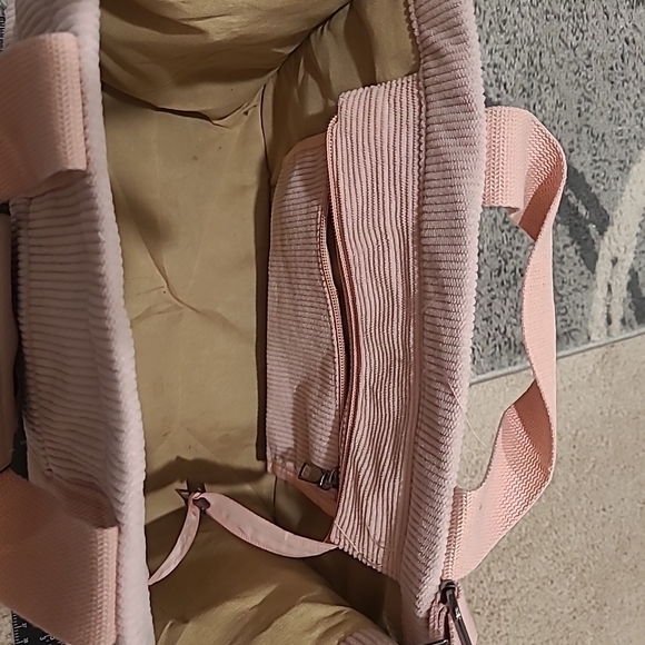 Baby Pink Corduroy Womens Tote Bag Collapsible Crossbody Purse - Picture 10 of 14